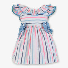 Load image into Gallery viewer, MIRANDA Neon &amp; Blue Stripe Girls Dress - 244V
