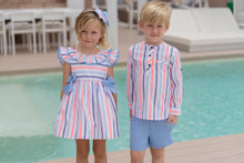 Load image into Gallery viewer, MIRANDA Neon &amp; Blue Stripe Girls Dress - 244V
