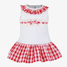 Load image into Gallery viewer, MIRANDA Red &amp; White Gingham Girls Drop Waist Dress - 517V
