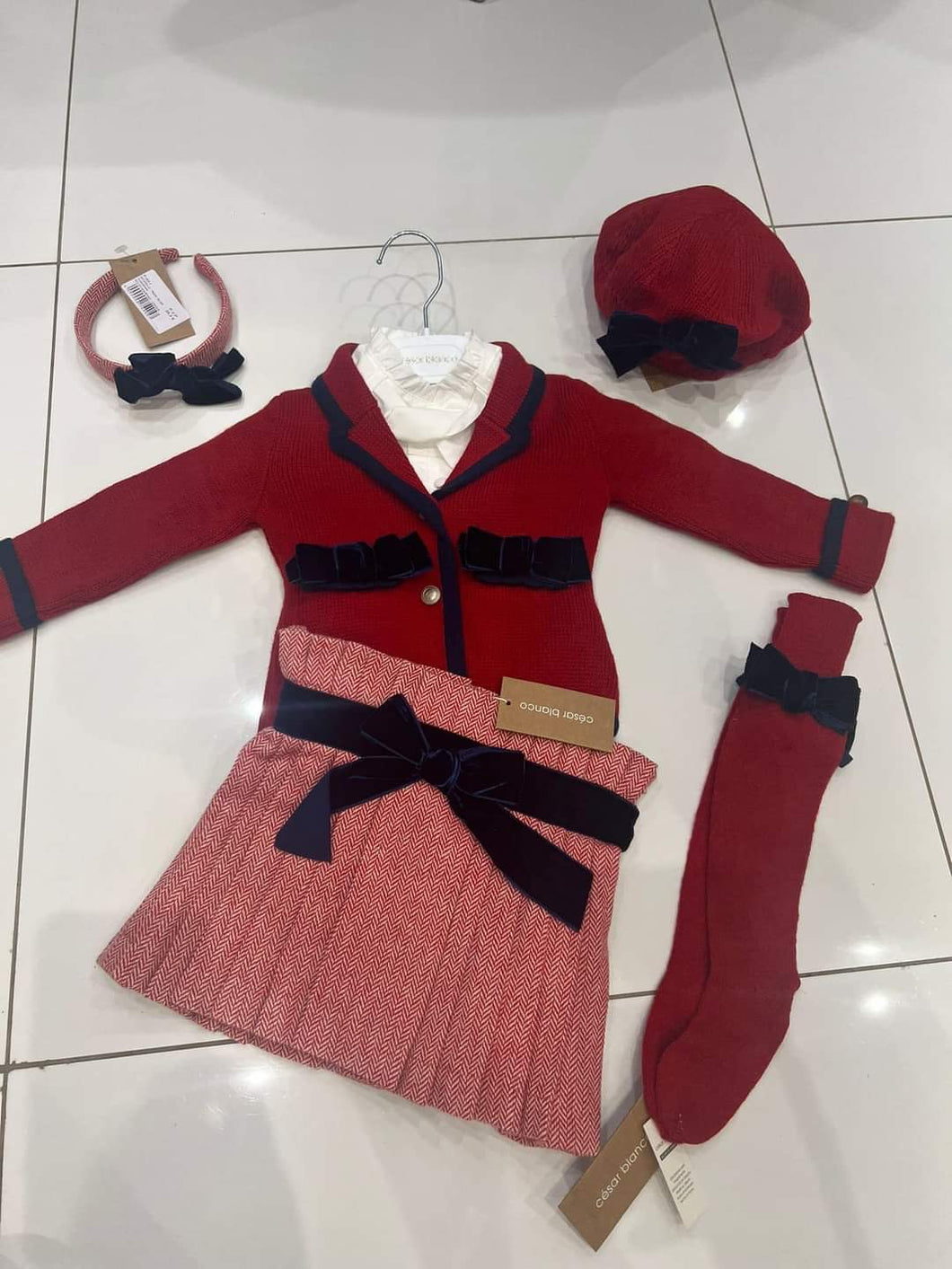 Cesar blanco girls red skirt set