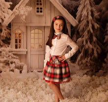 Load image into Gallery viewer, DAGA AW24 -GIRLS RED NOT ONLY CHRISTMAS - RED 3PC SET SHIRT , SKIRT AND CARDIGAN
