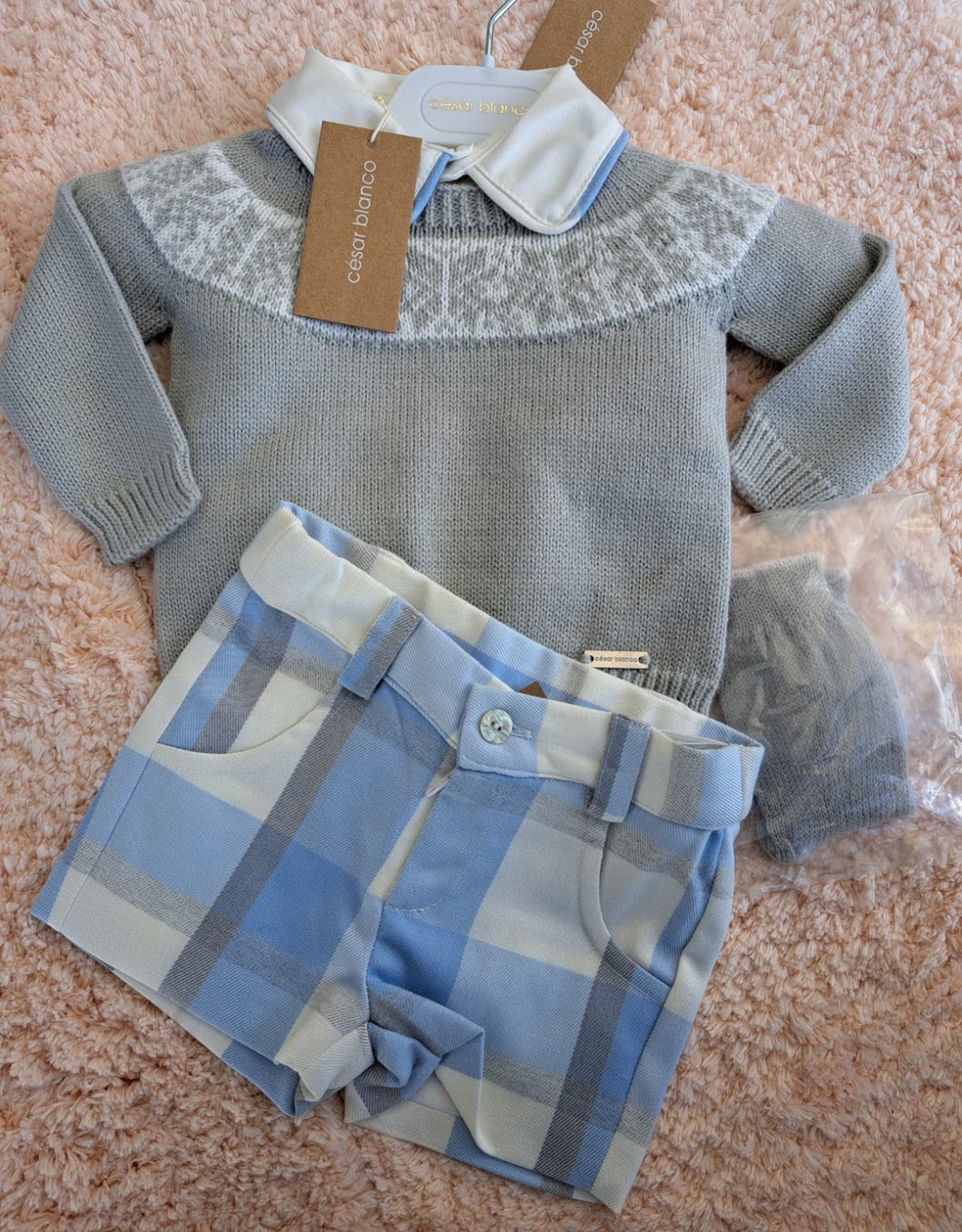 Cesar blanco boys short set