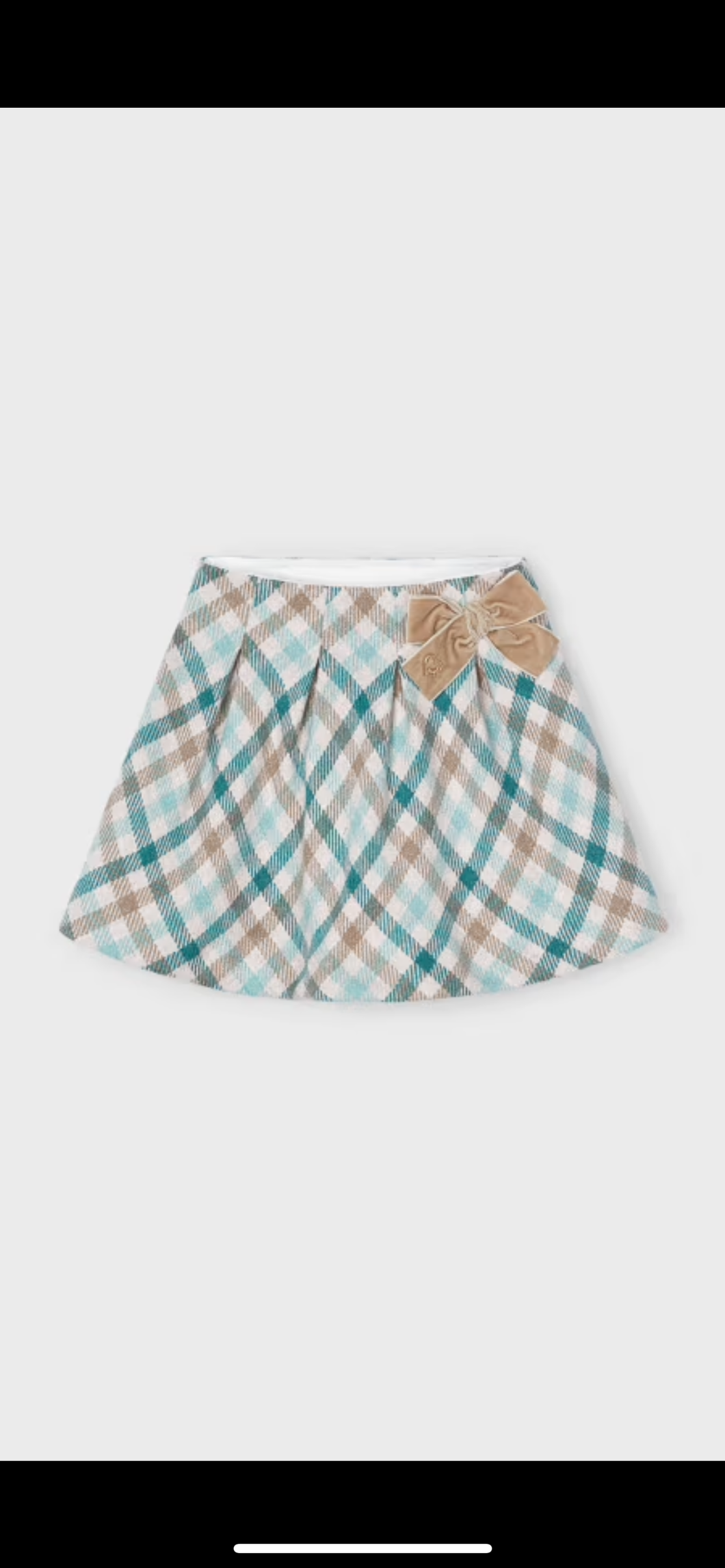 (I) Girl Checked Skirt with bow and Decorative Collar Polo Shirt set