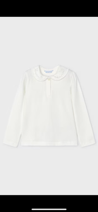 (I) Girl Checked Skirt with bow and Decorative Collar Polo Shirt set