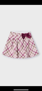 (G) Girl Checked Skirt with Bow and Embroidered Blouse