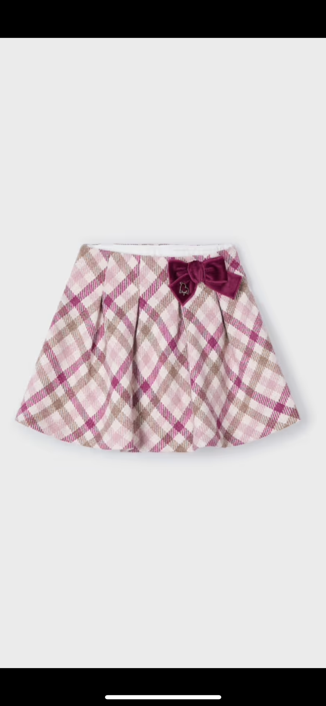 (G) Girl Checked Skirt with Bow and Embroidered Blouse